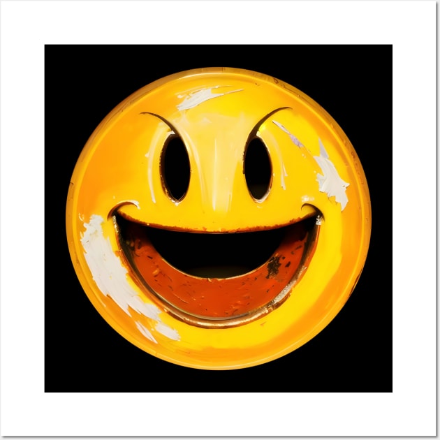 Retro Metal Smiley Evil Face 01 Wall Art by CGI Studios